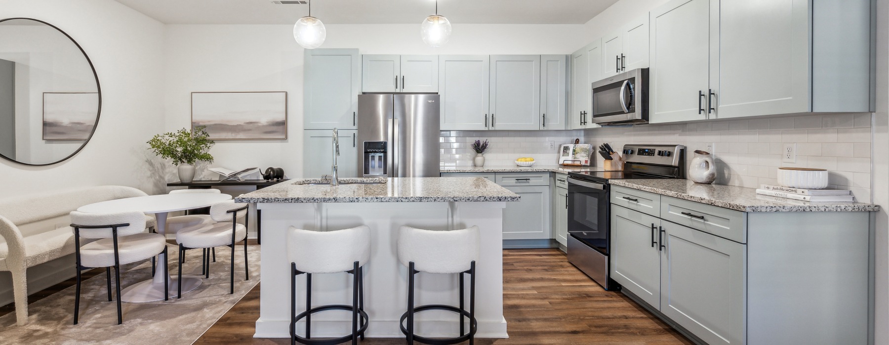 A kitchen with a dining enclave 