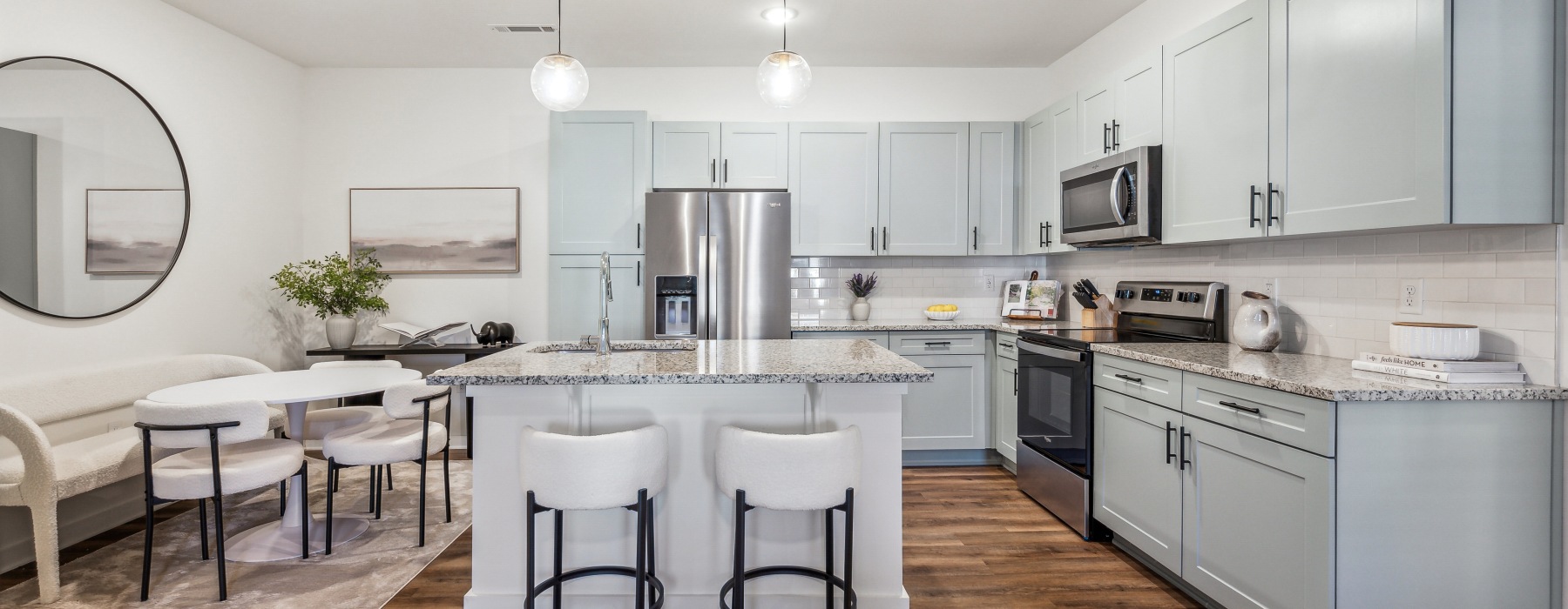 A kitchen with a dining enclave 