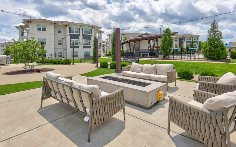 firepit lounge with couch and chairs
